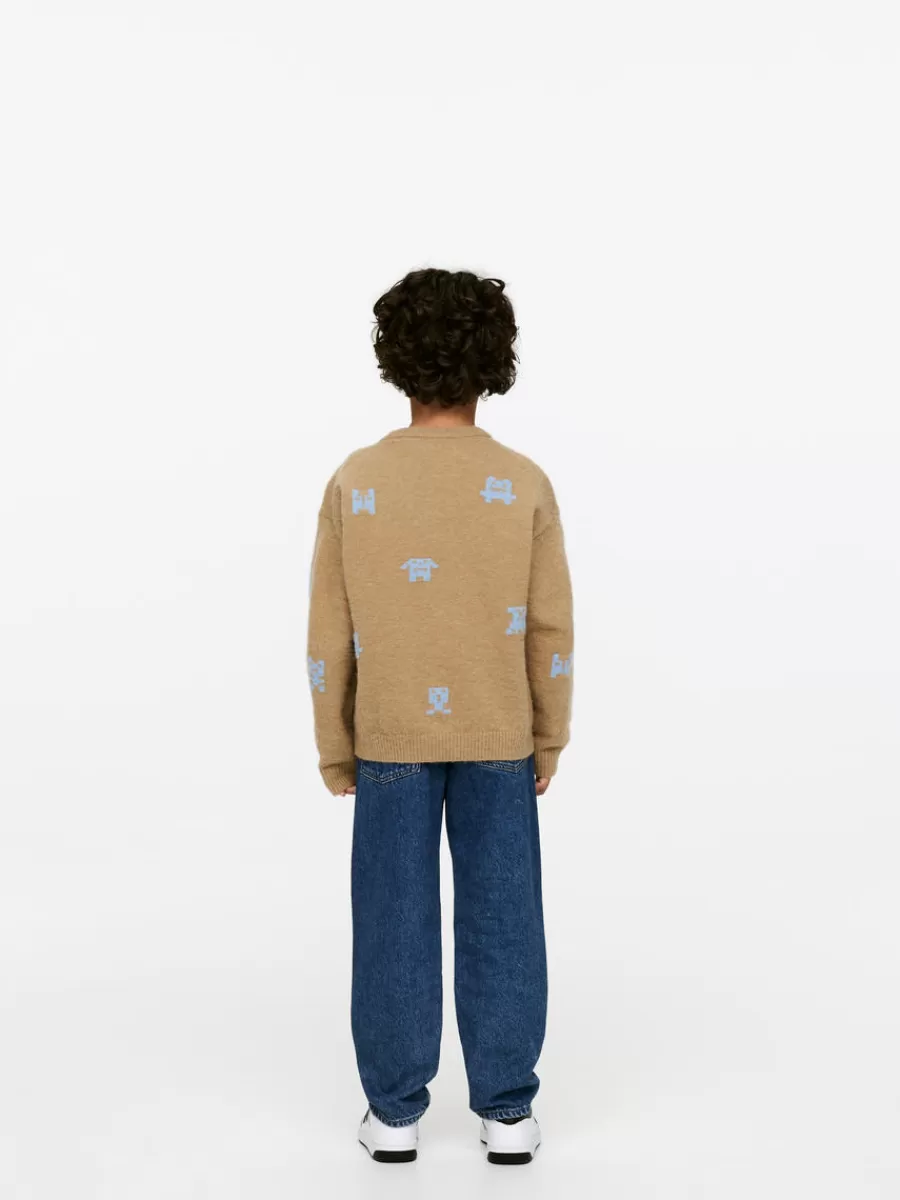 Cheap ARKET Wool-Alpaca Blend Jumper Beige/Blue Monsters