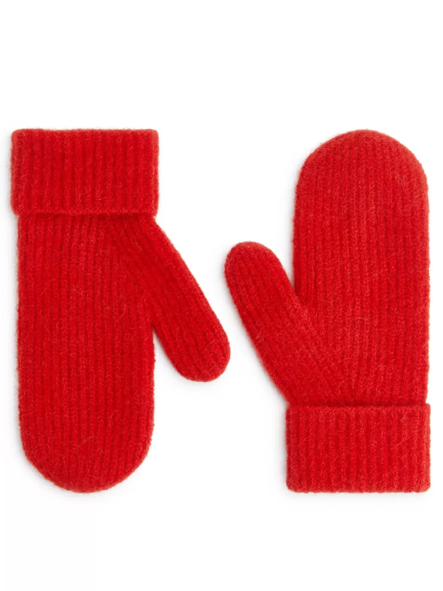 Sale ARKET Wool-Alpaca Blend Mittens Red