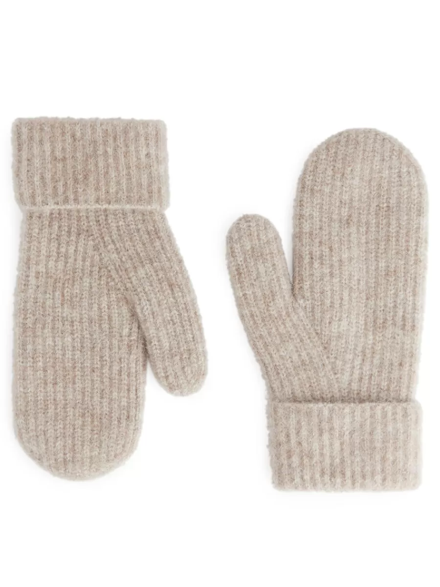 Best ARKET Wool-Alpaca Blend Mittens Beige Melange