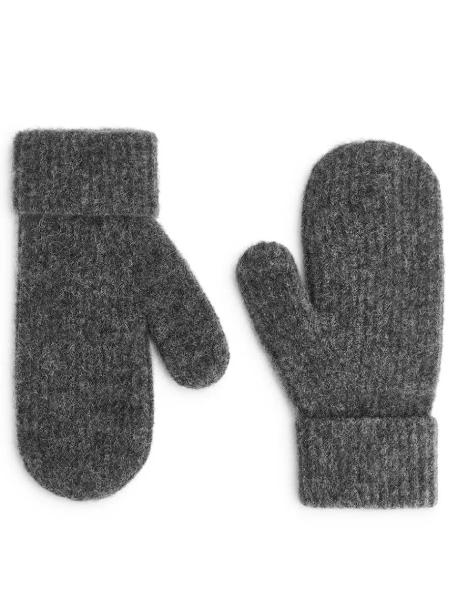 Outlet ARKET Wool-Alpaca Blend Mittens Grey Melange