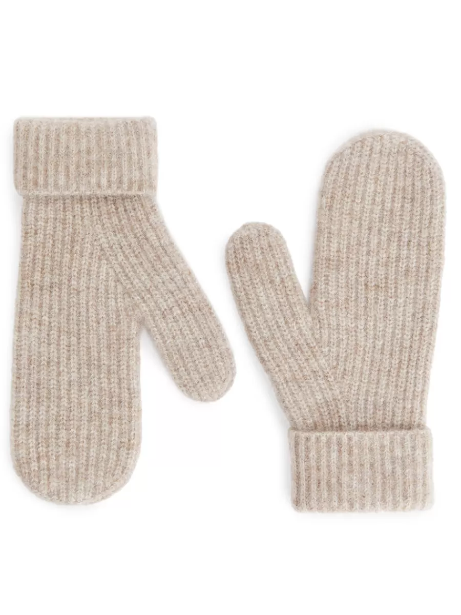 Best ARKET Wool-Alpaca Blend Mittens Beige Melange