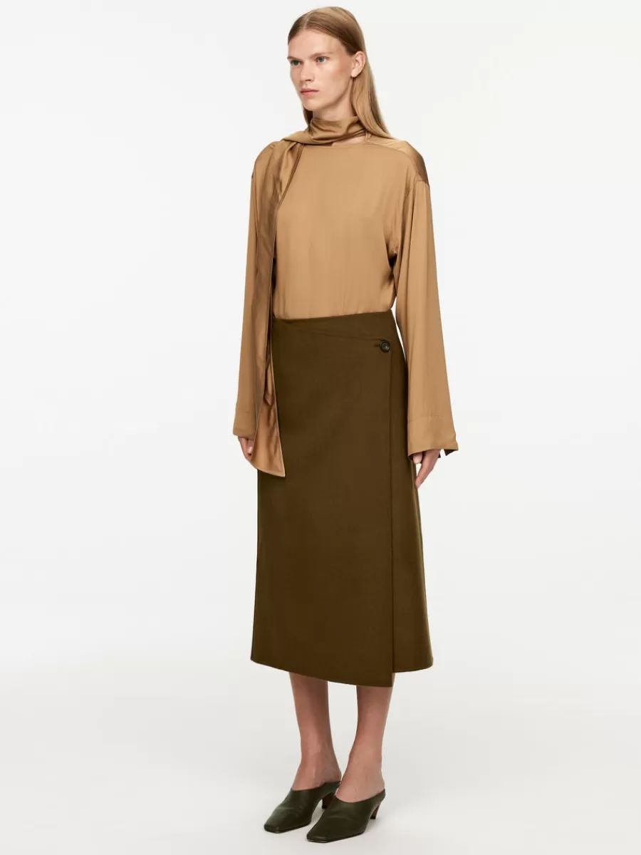 Best ARKET Wool-Blend Doublé Skirt Olive