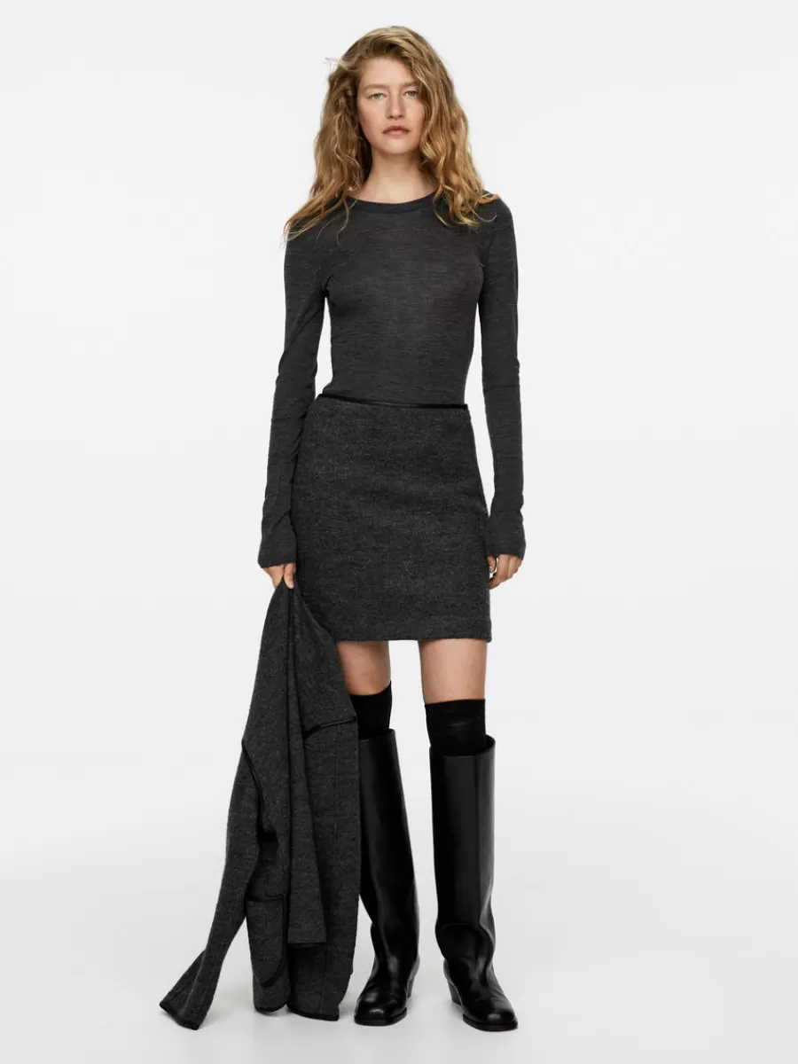 Cheap ARKET Wool-Blend Mini Skirt Dark Grey