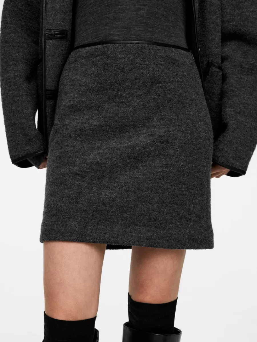 Cheap ARKET Wool-Blend Mini Skirt Dark Grey