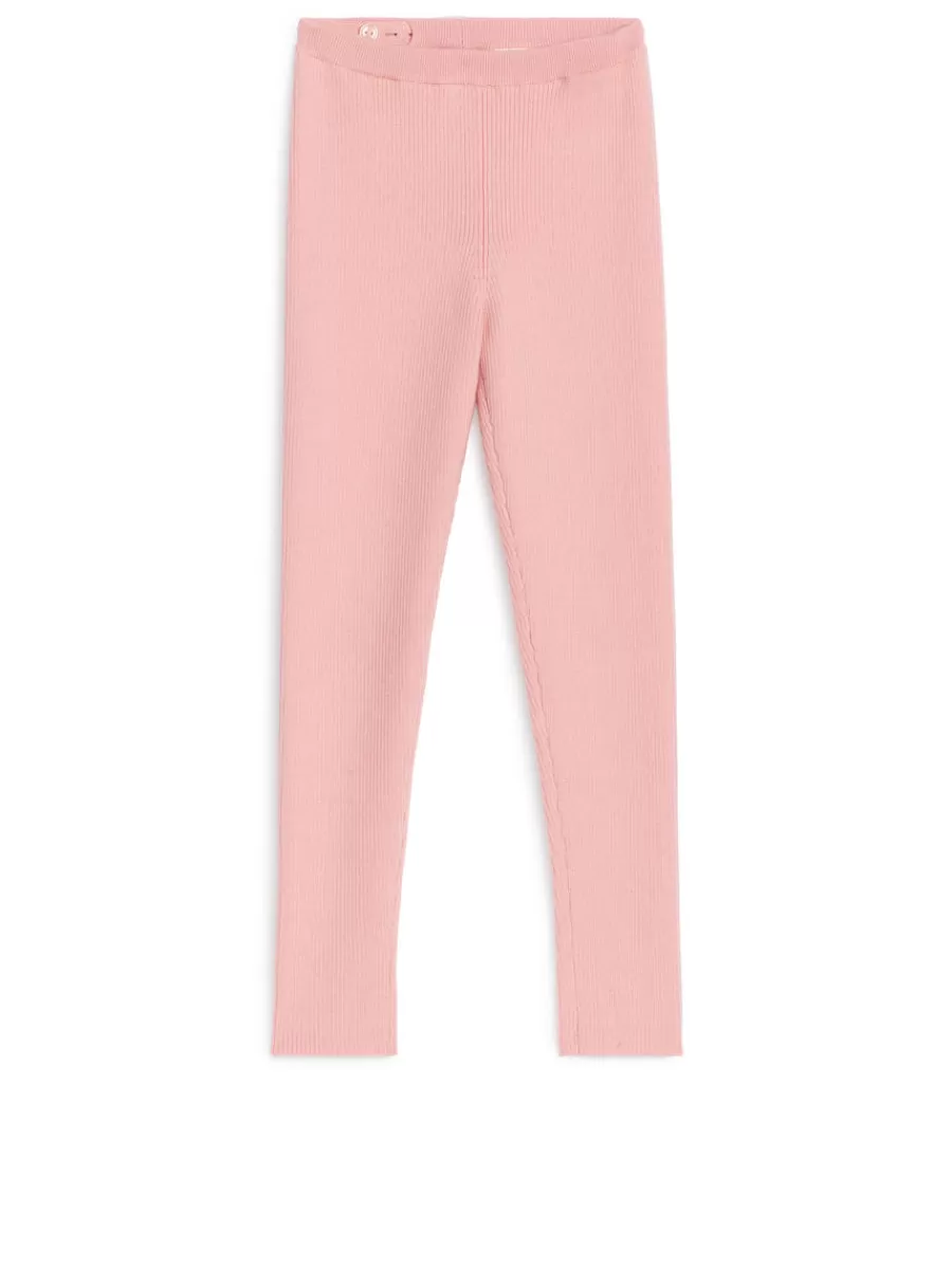 Shop ARKET Wool-Blend Rib Leggings Pink