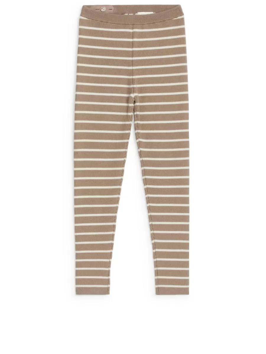 Store ARKET Wool-Blend Rib Leggings Mole/Off White