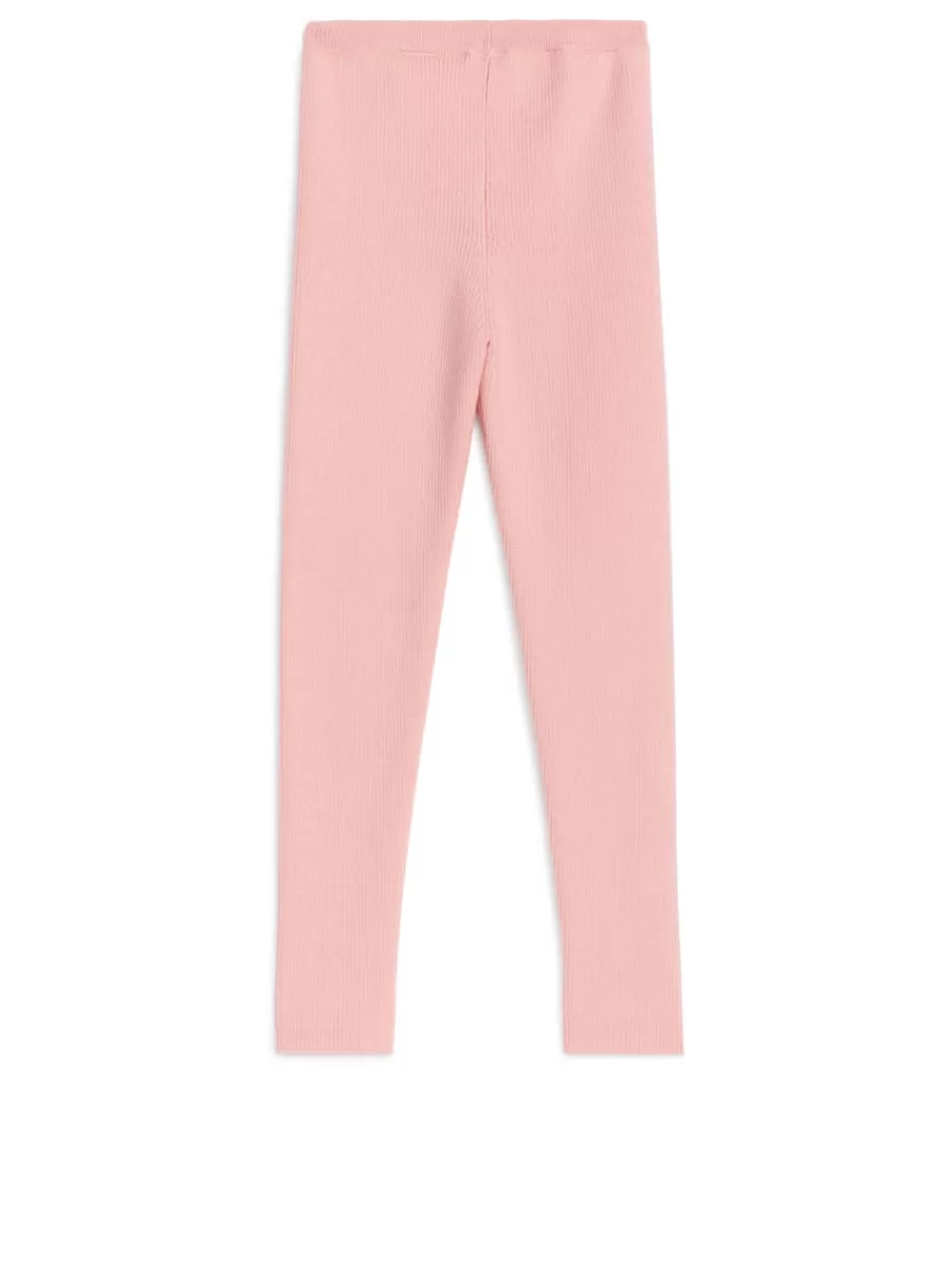 Shop ARKET Wool-Blend Rib Leggings Pink