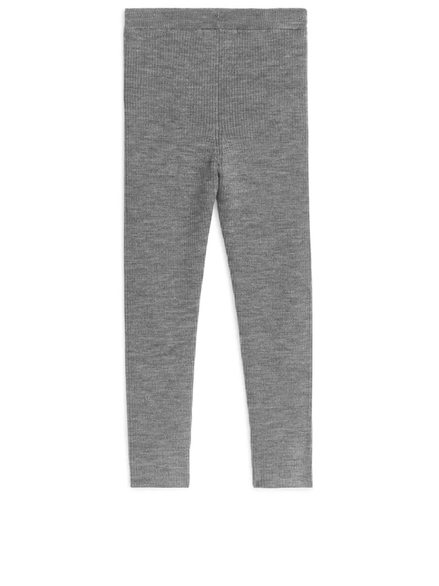 Online ARKET Wool-Blend Rib Leggings Grey Melange