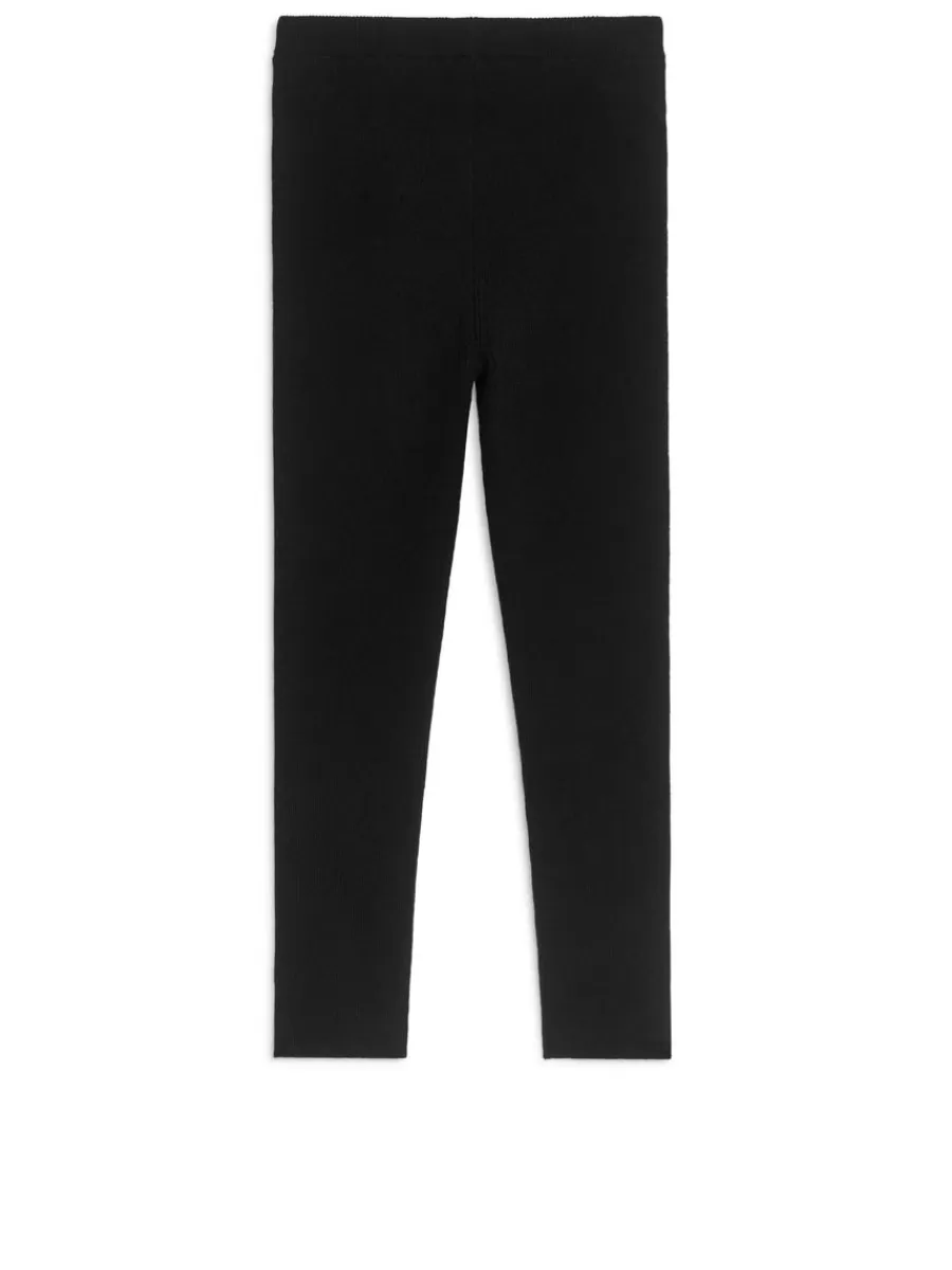 Cheap ARKET Wool-Blend Rib Leggings Black