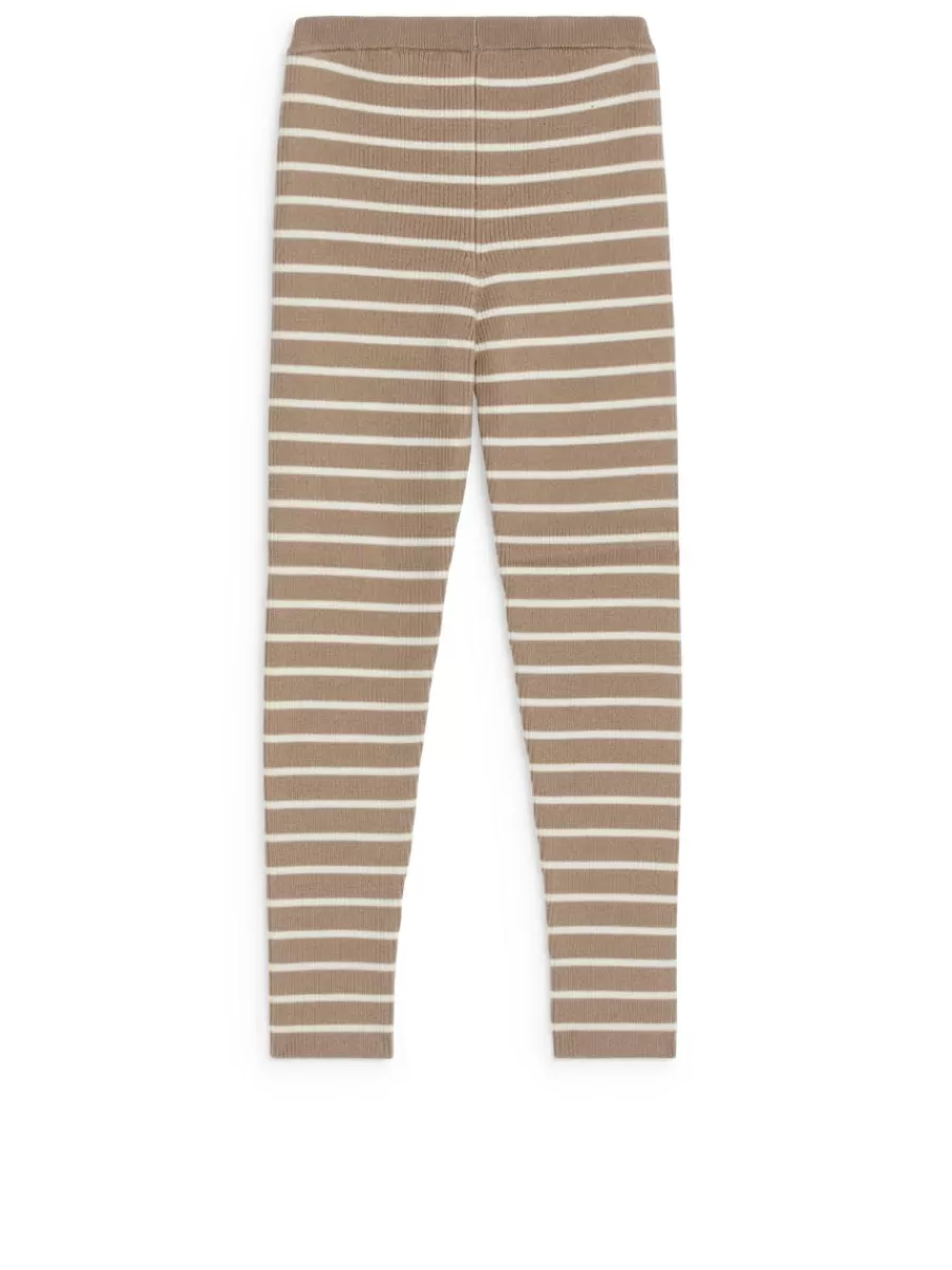 Store ARKET Wool-Blend Rib Leggings Mole/Off White