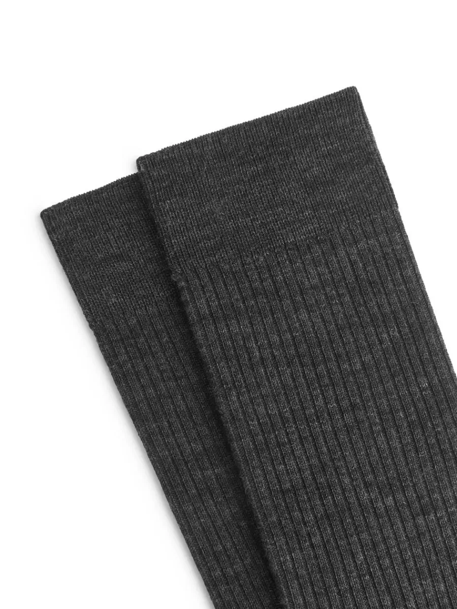 Best ARKET Wool-Blend Rib Socks 2 Pairs Dark Grey Melange