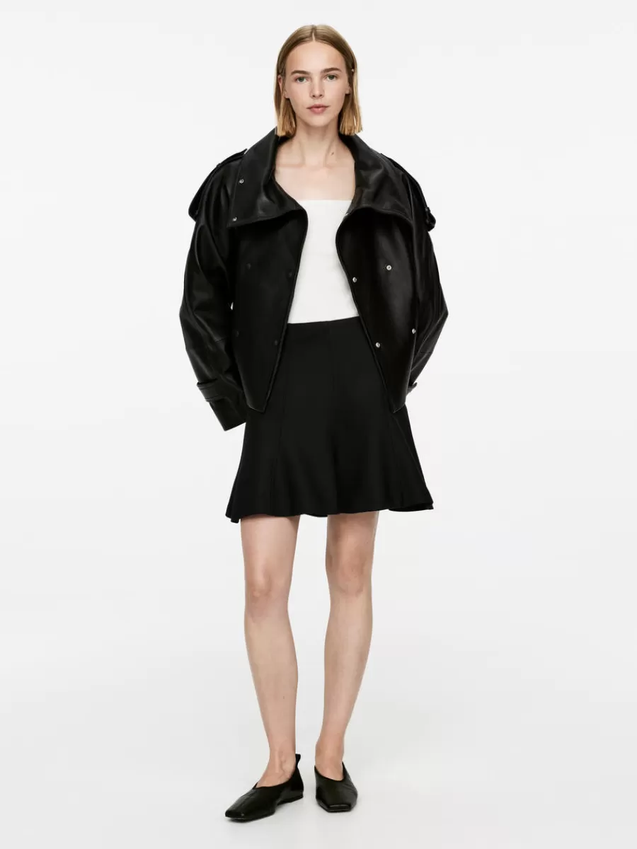 New ARKET Wool-Blend Sculptural Skirt Black