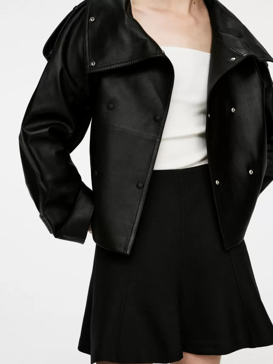 New ARKET Wool-Blend Sculptural Skirt Black
