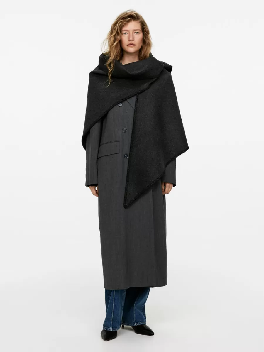 Hot ARKET Wool-Blend Triangle Scarf Dark Grey