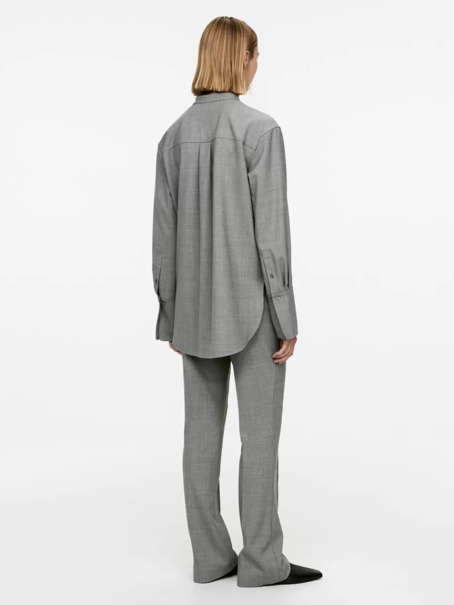 Best ARKET Wool-Blend Tuxedo Shirt Grey Melange