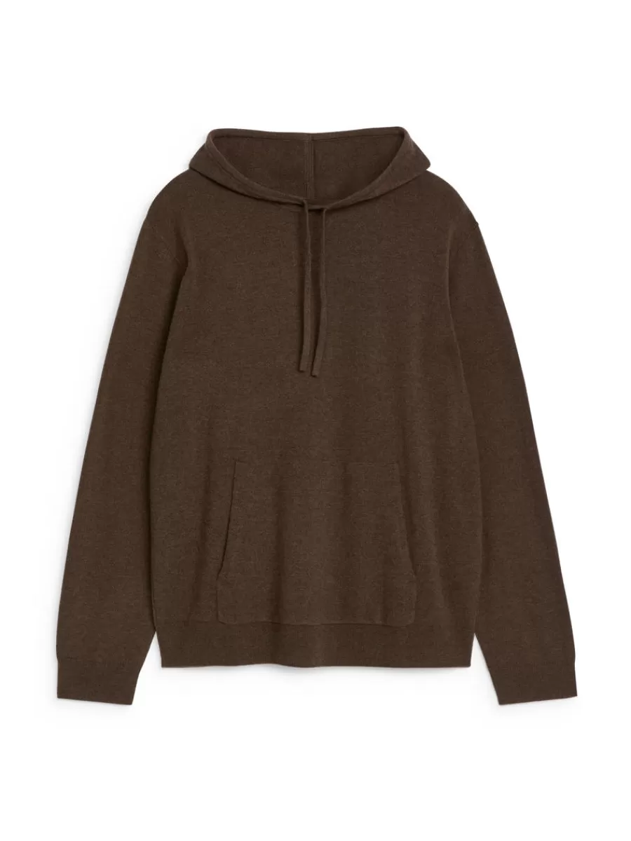 Hot ARKET Wool-Cashmere Hoodie Dark Mole