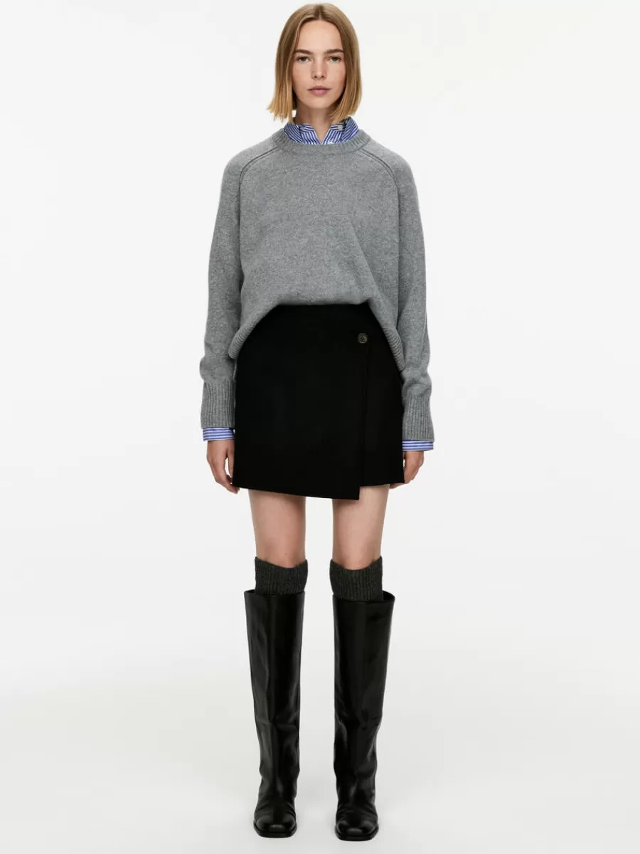 Cheap ARKET Wool-Lyocell Skirt Black