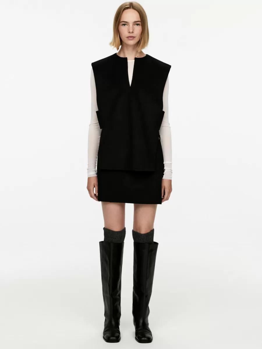Cheap ARKET Wool-Lyocell Skirt Black