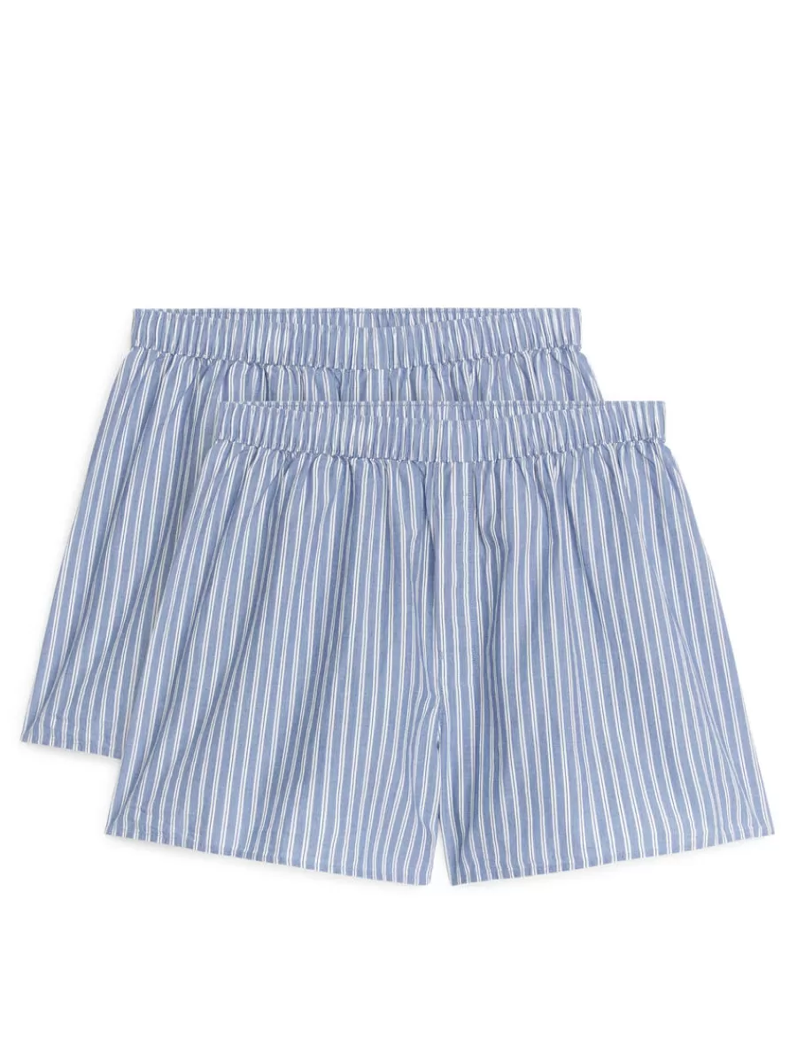 Sale ARKET Woven Boxers, Set Of 2 Blue/Stripe