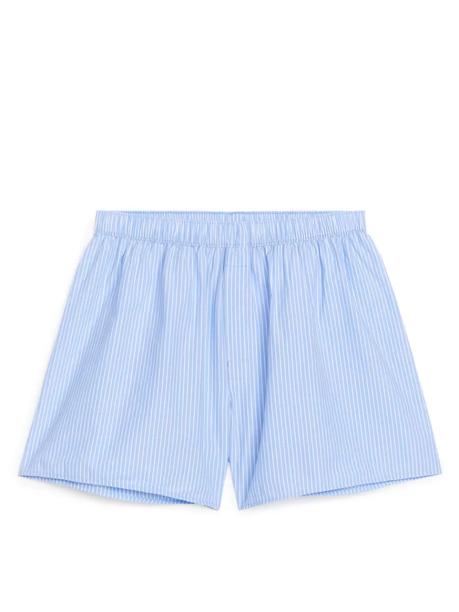 Fashion ARKET Woven Boxers, Set Of 2 Light Blue/White