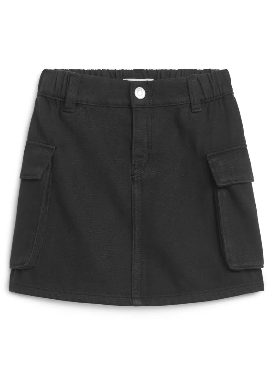 Discount ARKET Woven Utility Mini Skirt Black
