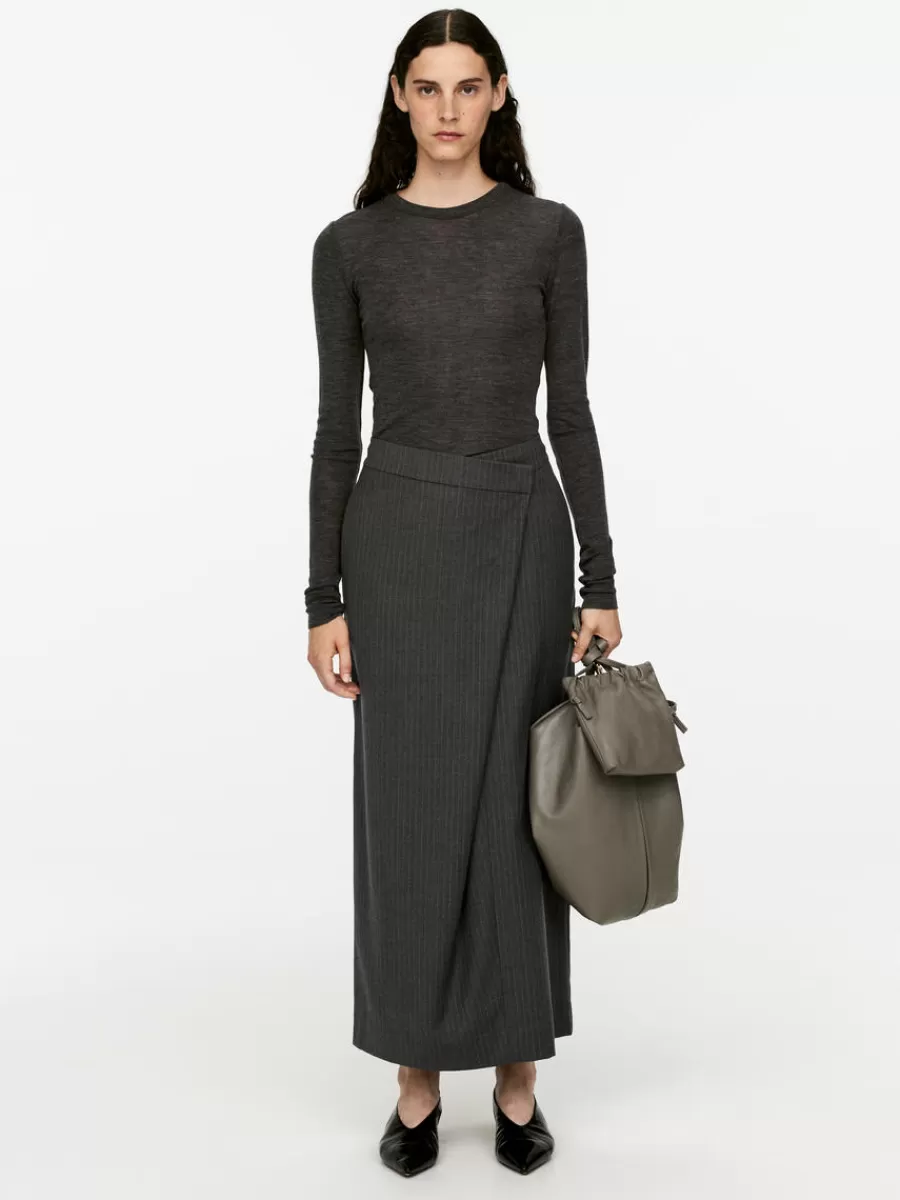 Cheap ARKET Wrap Skirt Grey Melange/Pinstripe