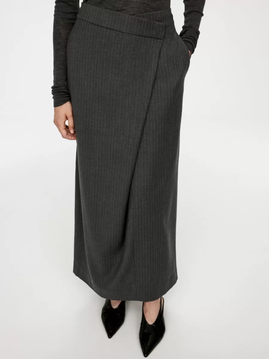Cheap ARKET Wrap Skirt Grey Melange/Pinstripe